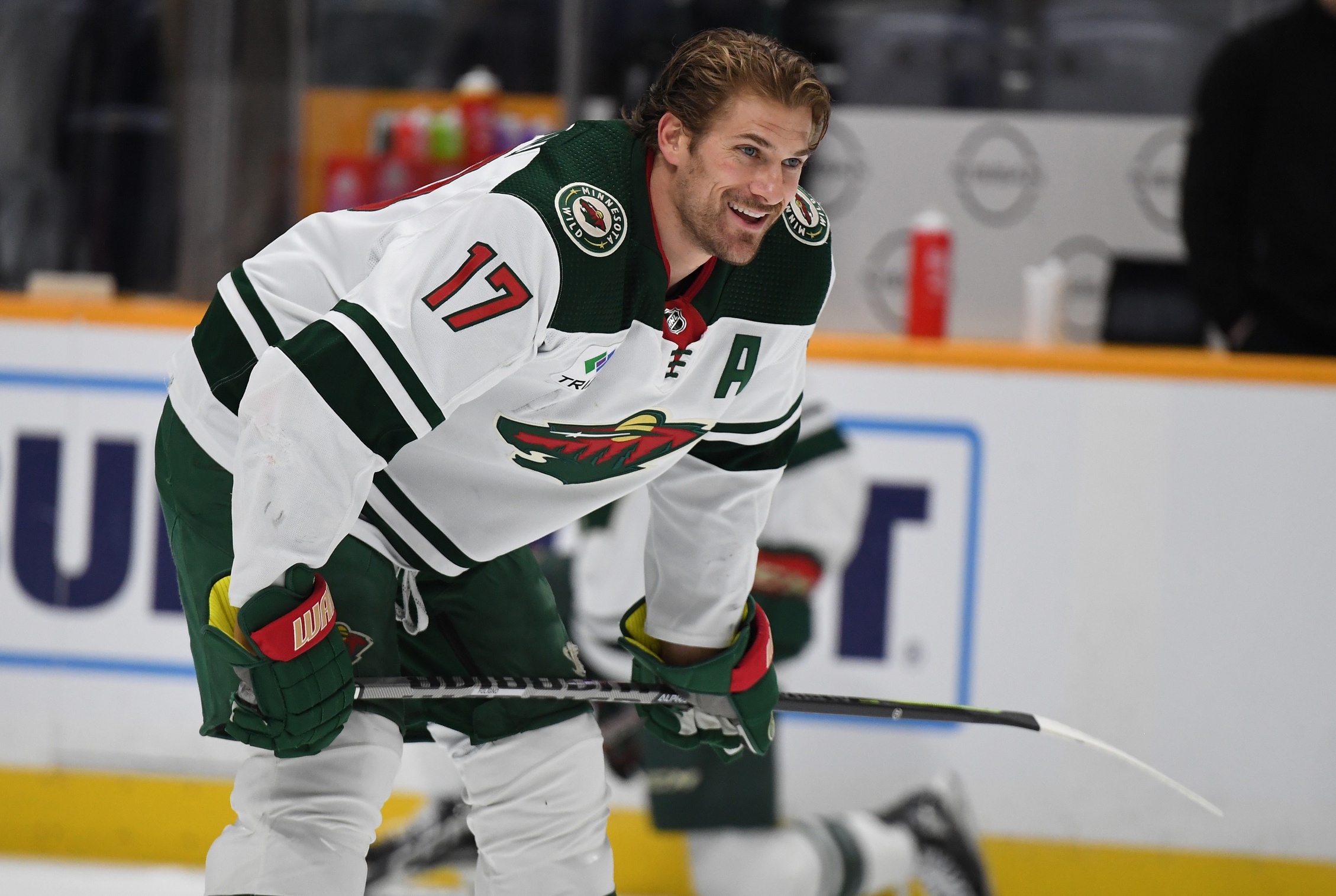 Marcus Foligno after the first period, Marcus Foligno